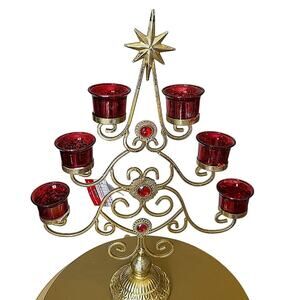Ashland 21" Red & Gold 6-Votive Candle Holder Decor for Christmas Special Events